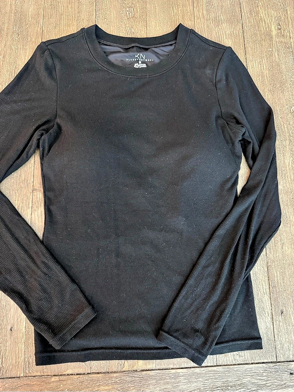 Klassy Network Ribbed Crew Neck Long Sleeve Top